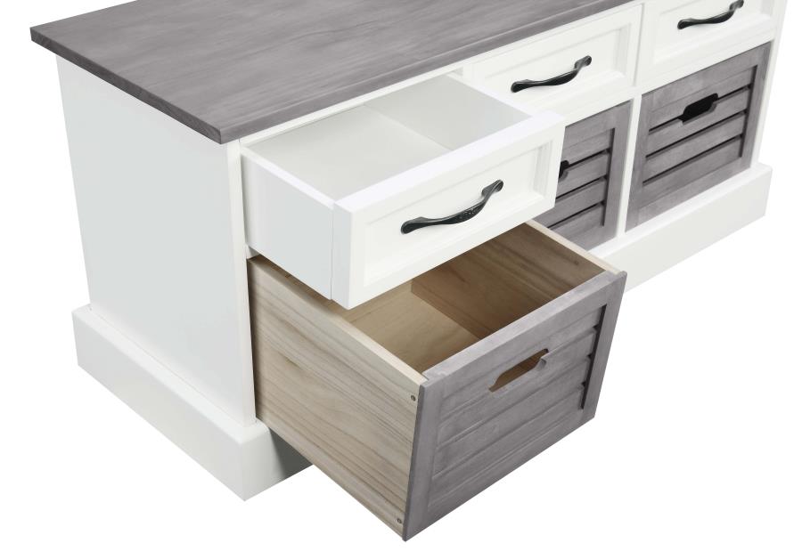 (image for) Alma 3-drawer Storage Bench White and Weathered Grey