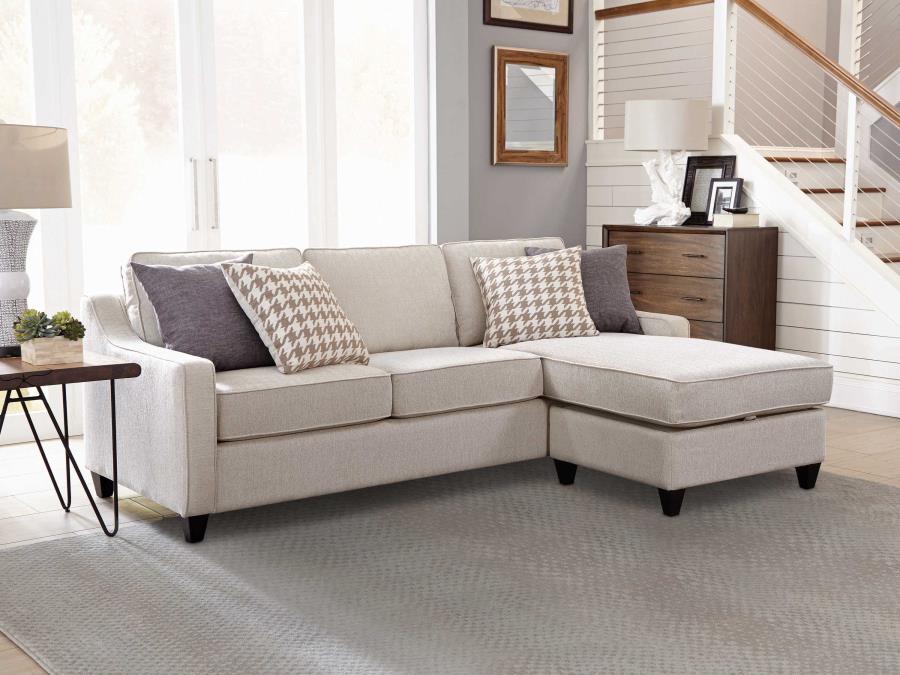 (image for) Mcloughlin Upholstered Sloped Arm Sectional Sofa Platinum