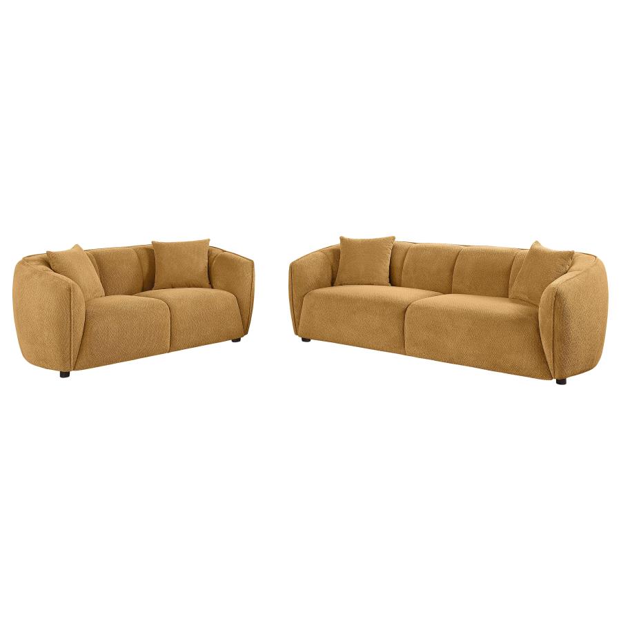 (image for) Aleisha 2-piece Chenille Upholstered Sofa Set Mustard Yellow