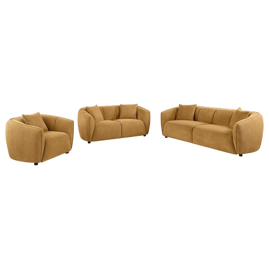 (image for) Aleisha 3-piece Chenille Upholstered Sofa Set Mustard Yellow