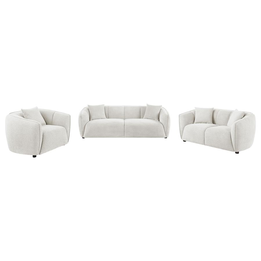 (image for) Aleisha 3-piece Chenille Upholstered Sofa Set Ivory