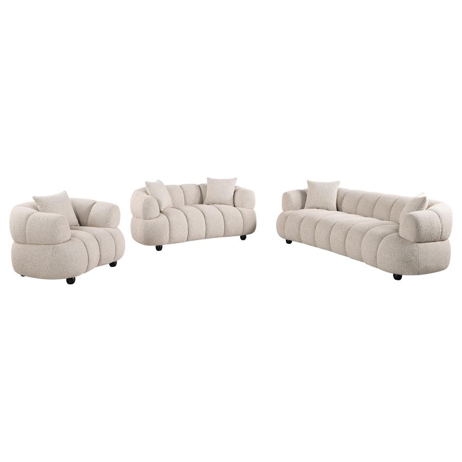 (image for) Whitney Contemporary Channel Tufted Boucle Upholstered Sofa Set