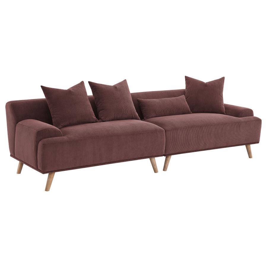 (image for) Elizabeth Corduroy Upholstered Extra Long Sofa Wine Red - Click Image to Close