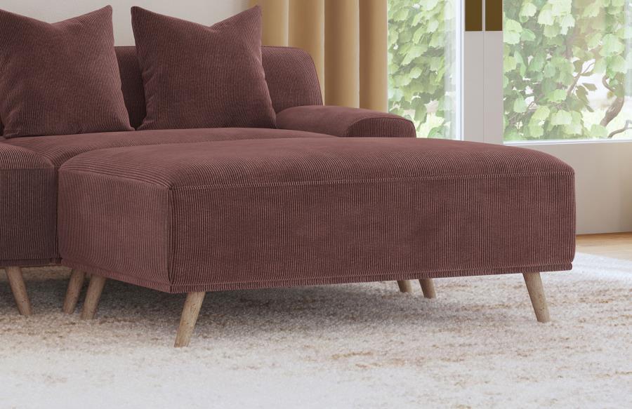 (image for) Elizabeth Corduroy Upholstered Ottoman Wine Red