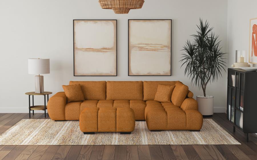 (image for) Camacho Upholstered Sectional Sofa with Ottoman Set Orange