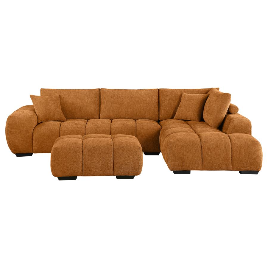 (image for) Camacho Upholstered Sectional Sofa with Ottoman Set Orange