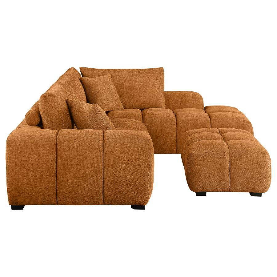 (image for) Camacho Upholstered Sectional Sofa with Ottoman Set Orange