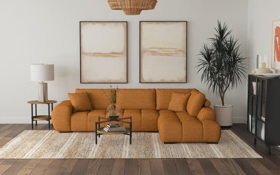 (image for) Camacho Upholstered Chaise Sectional Sofa Orange