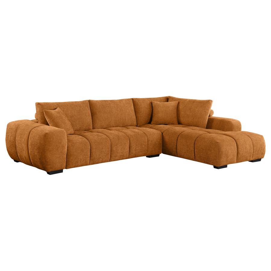 (image for) Camacho Upholstered Chaise Sectional Sofa Orange