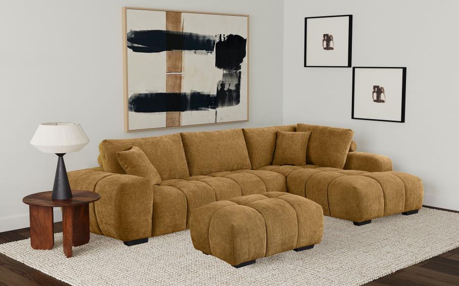 (image for) Camacho Upholstered Sectional Sofa with Ottoman Set Amber