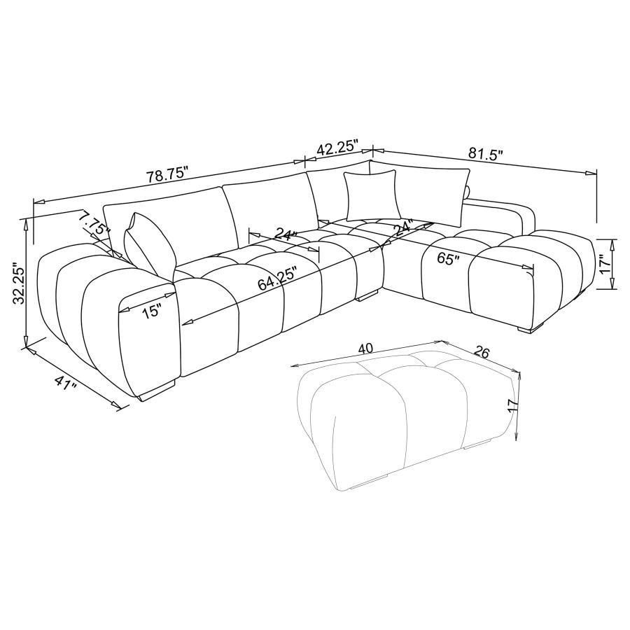 (image for) Camacho Upholstered Sectional Sofa with Ottoman Set Amber