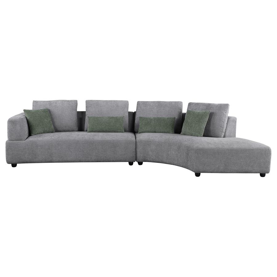 (image for) Toscano 134-inch Upholstered Sectional Sofa Grey