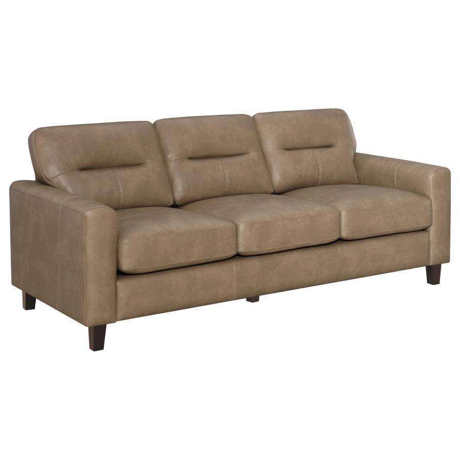 (image for) Scotland Faux Leather Upholstered Track Arm Sofa Brown