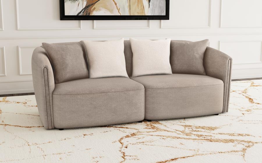 (image for) Townsend Chenille Upholstered Rolled Arm Sofa Latte