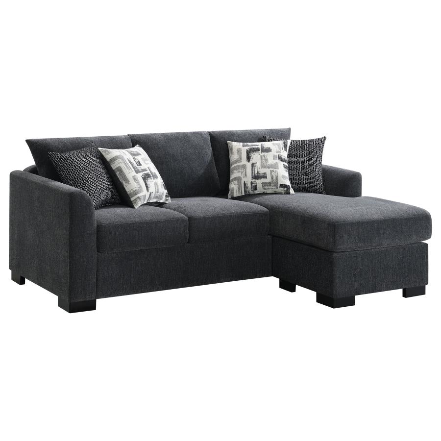 (image for) Storey Upholstered Sleeper Sectional Chaise Sofa Dark Grey - Click Image to Close