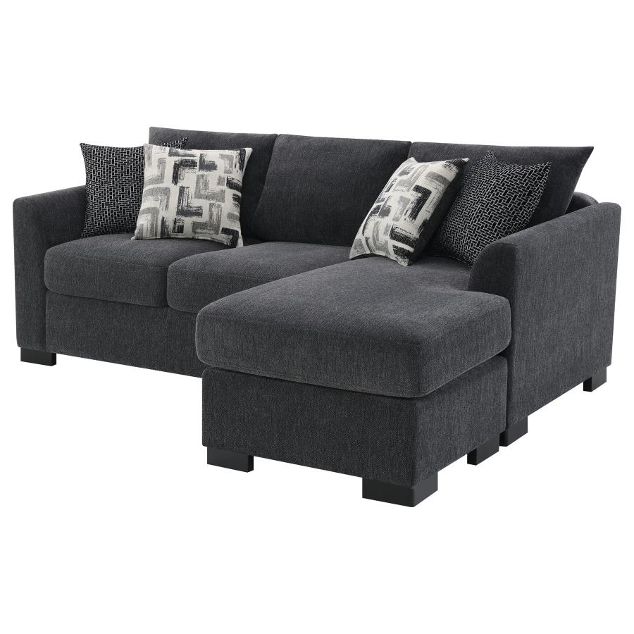 (image for) Storey Upholstered Sleeper Sectional Chaise Sofa Dark Grey