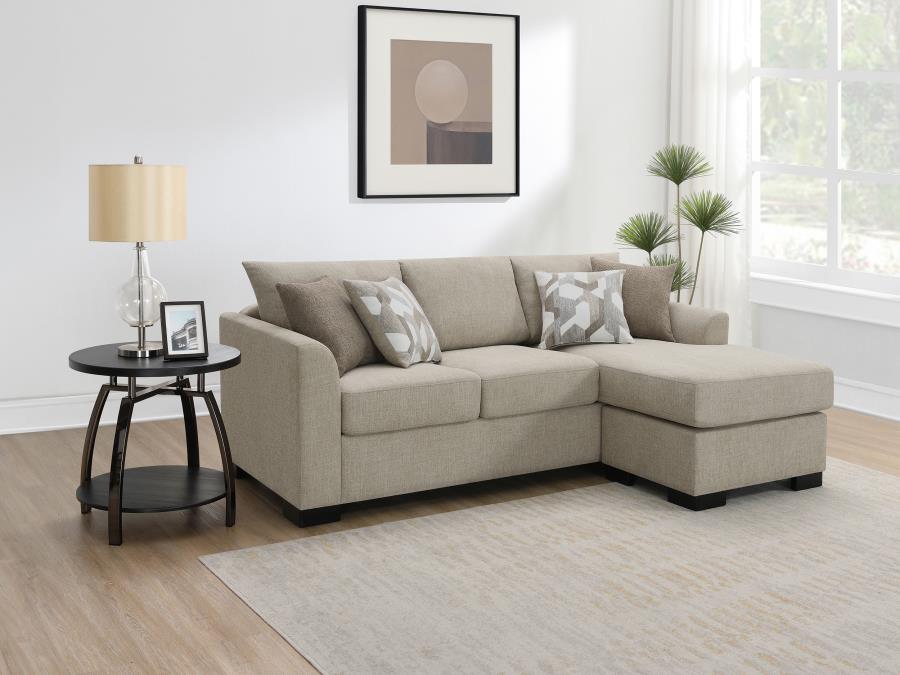 (image for) Storey Upholstered Sleeper Sectional Chaise Sofa Camel