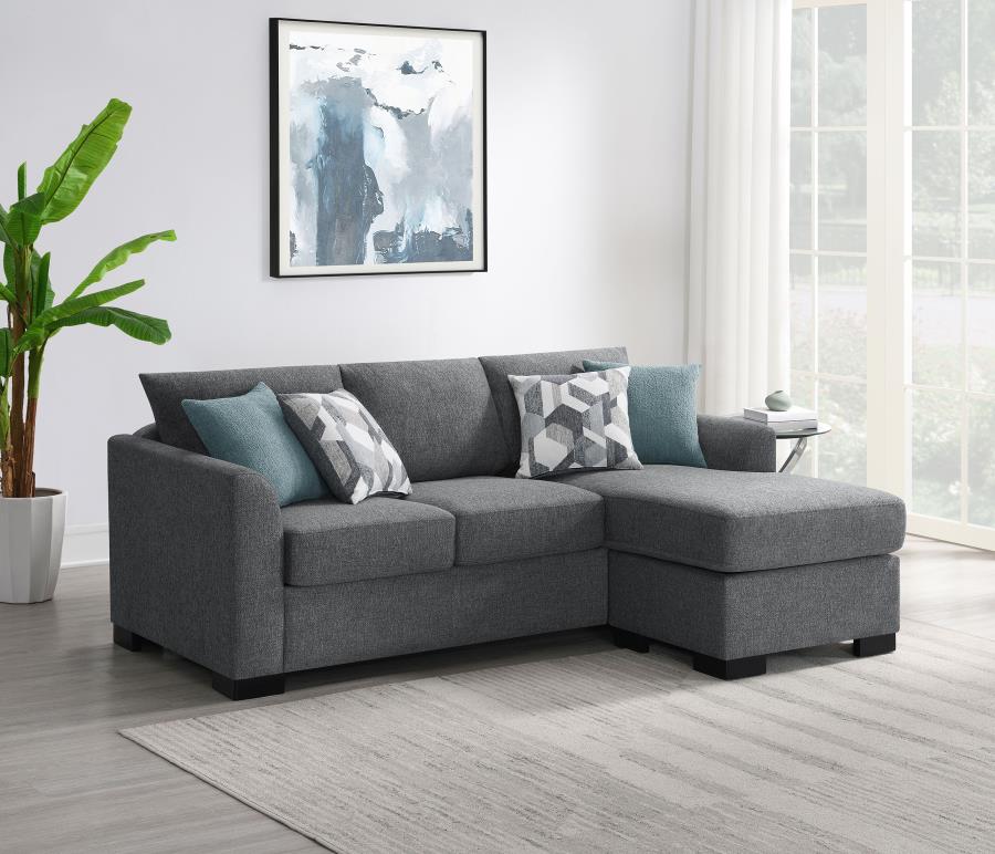 (image for) Storey Upholstered Sleeper Sectional Chaise Sofa Grey