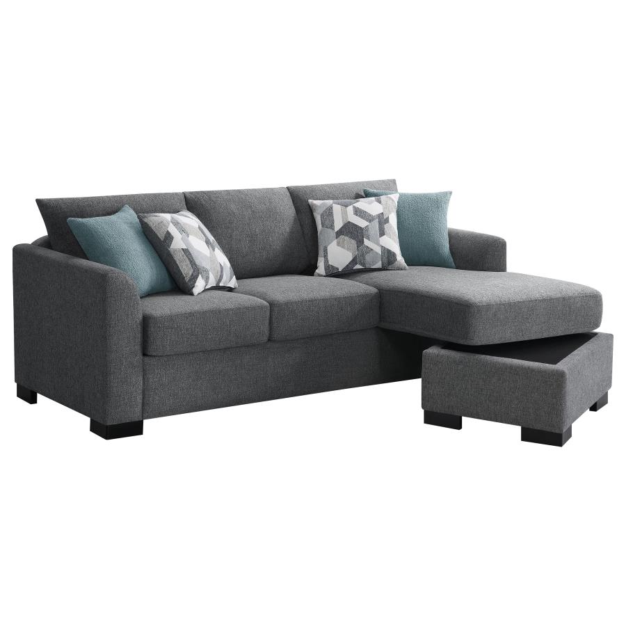 (image for) Storey Upholstered Sleeper Sectional Chaise Sofa Grey