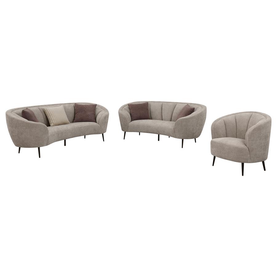 (image for) Ellorie 3-piece Upholstered Curved Sofa Set Beige