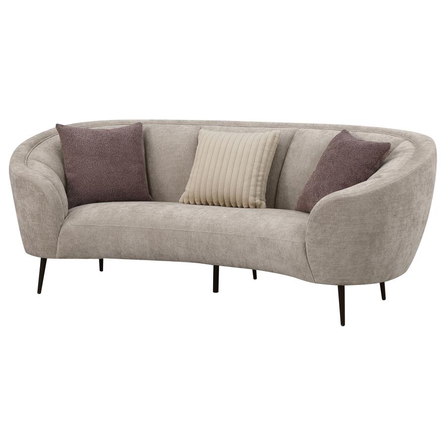 (image for) Ellorie Upholstered Channel Back Curved Sofa Beige