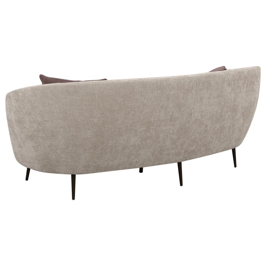 (image for) Ellorie Upholstered Channel Back Curved Sofa Beige