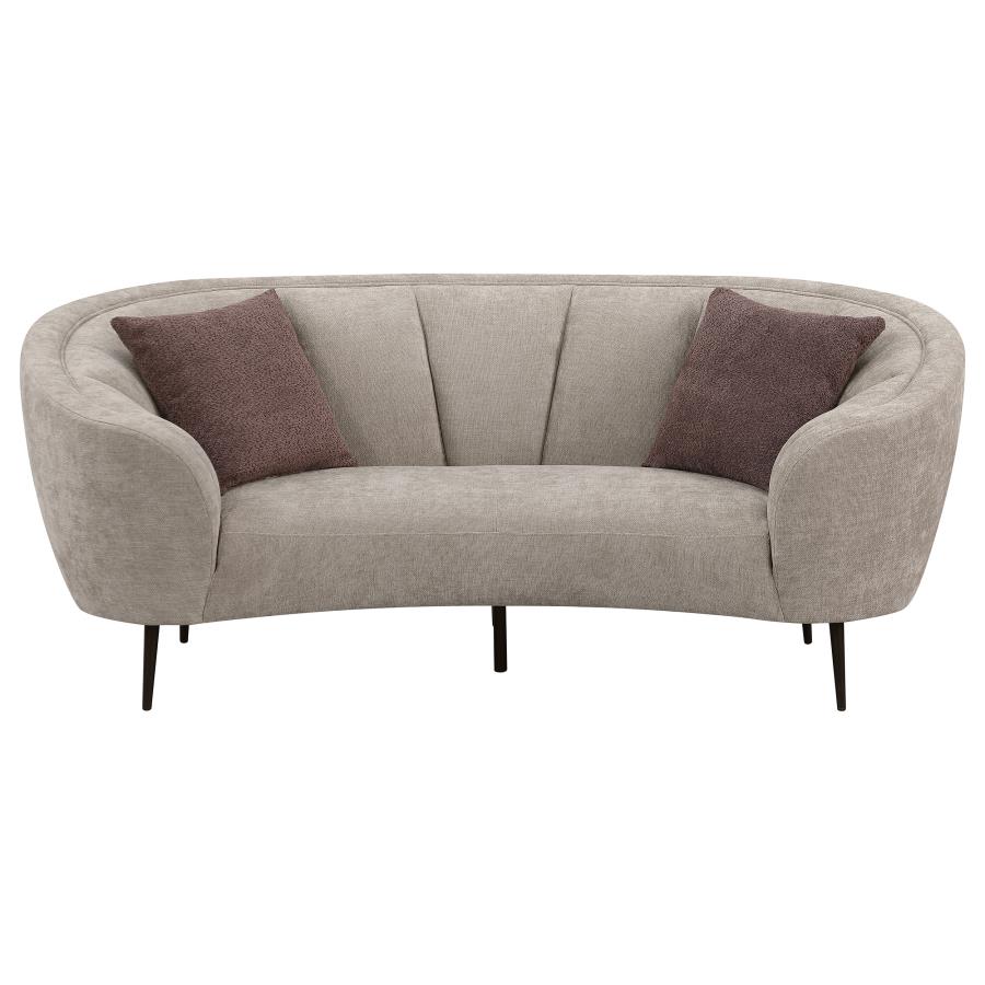 (image for) Ellorie Upholstered Channel Back Curved Loveseat Beige