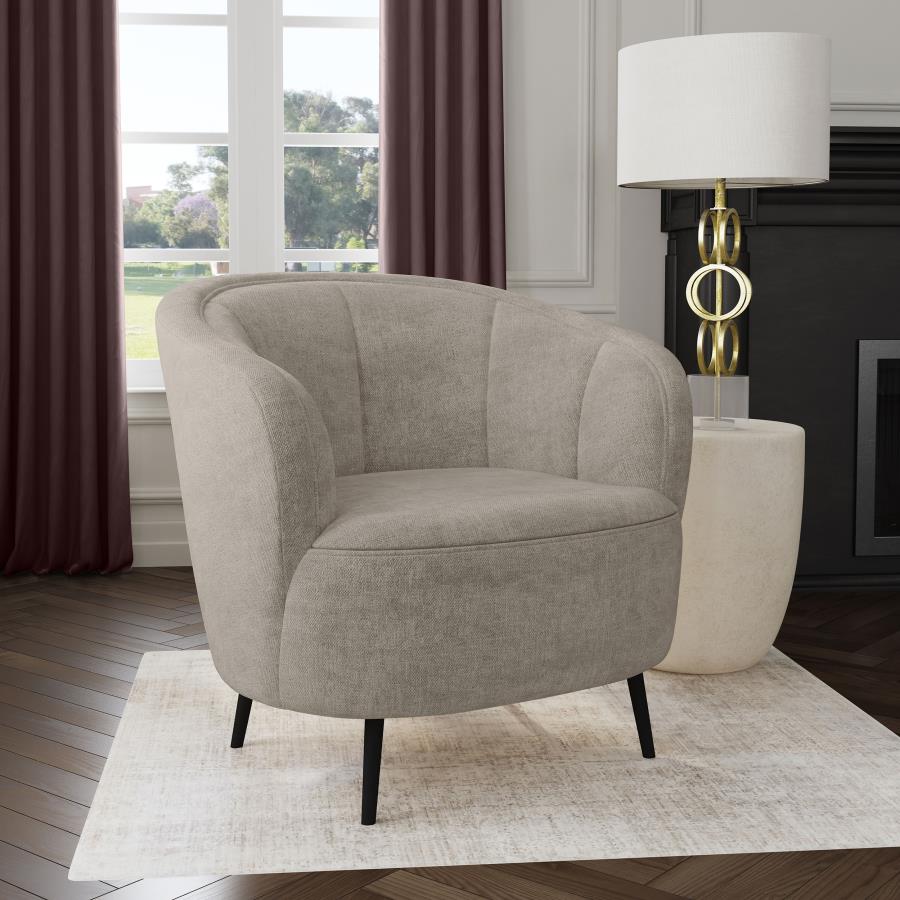 (image for) Ellorie Upholstered Channel Back Curved Chair Beige