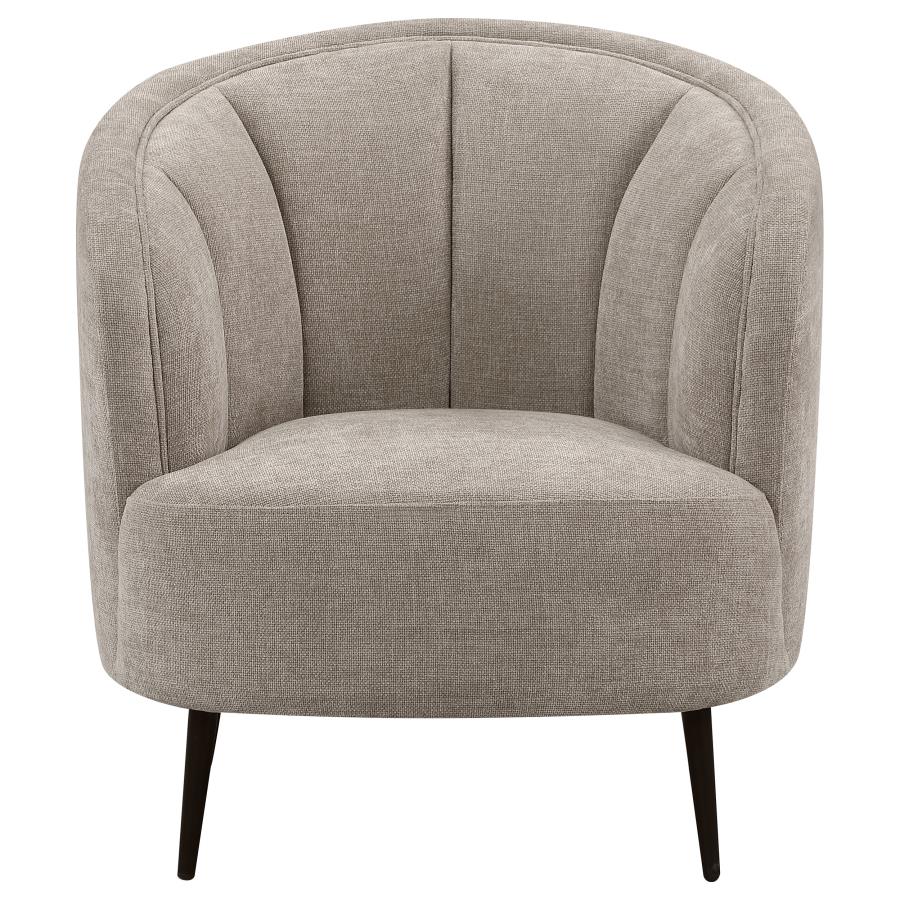 (image for) Ellorie Upholstered Channel Back Curved Chair Beige