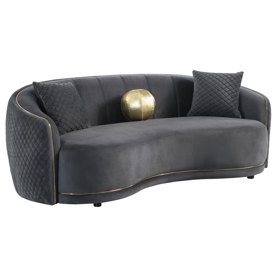 (image for) Brookside 2-piece Velvet Upholstered Sofa Set Dark Grey