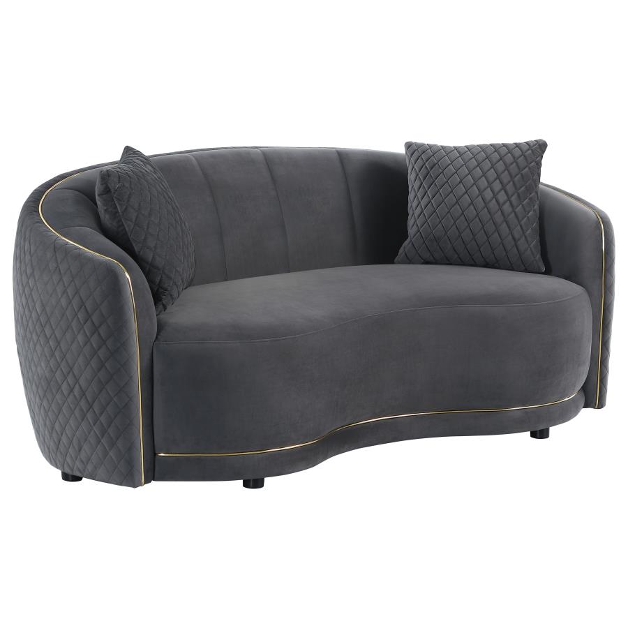 (image for) Brookside 2-piece Velvet Upholstered Sofa Set Dark Grey