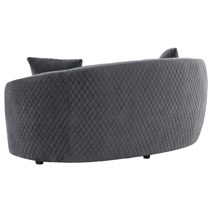 (image for) Brookside Velvet Upholstered Curved Loveseat Dark Grey