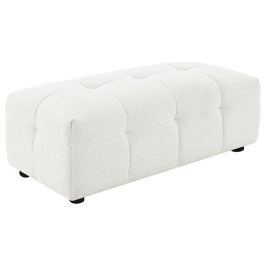 (image for) Everly Boucle Upholstered Rectangular Ottoman Off White - Click Image to Close