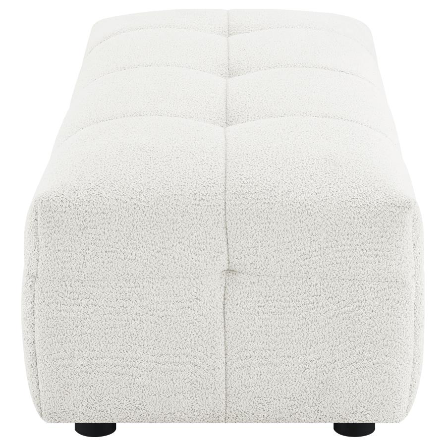 (image for) Everly Boucle Upholstered Rectangular Ottoman Off White