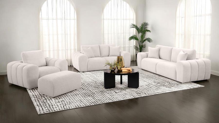 (image for) Burnett 4-piece Chenille Upholstered Sofa Set Ivory
