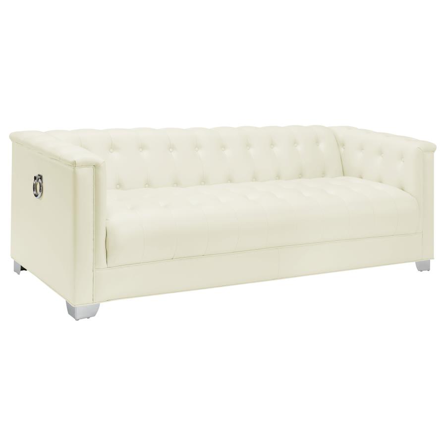 (image for) Chaviano 2-piece Upholstered Track Arm Sofa Set Pearl White