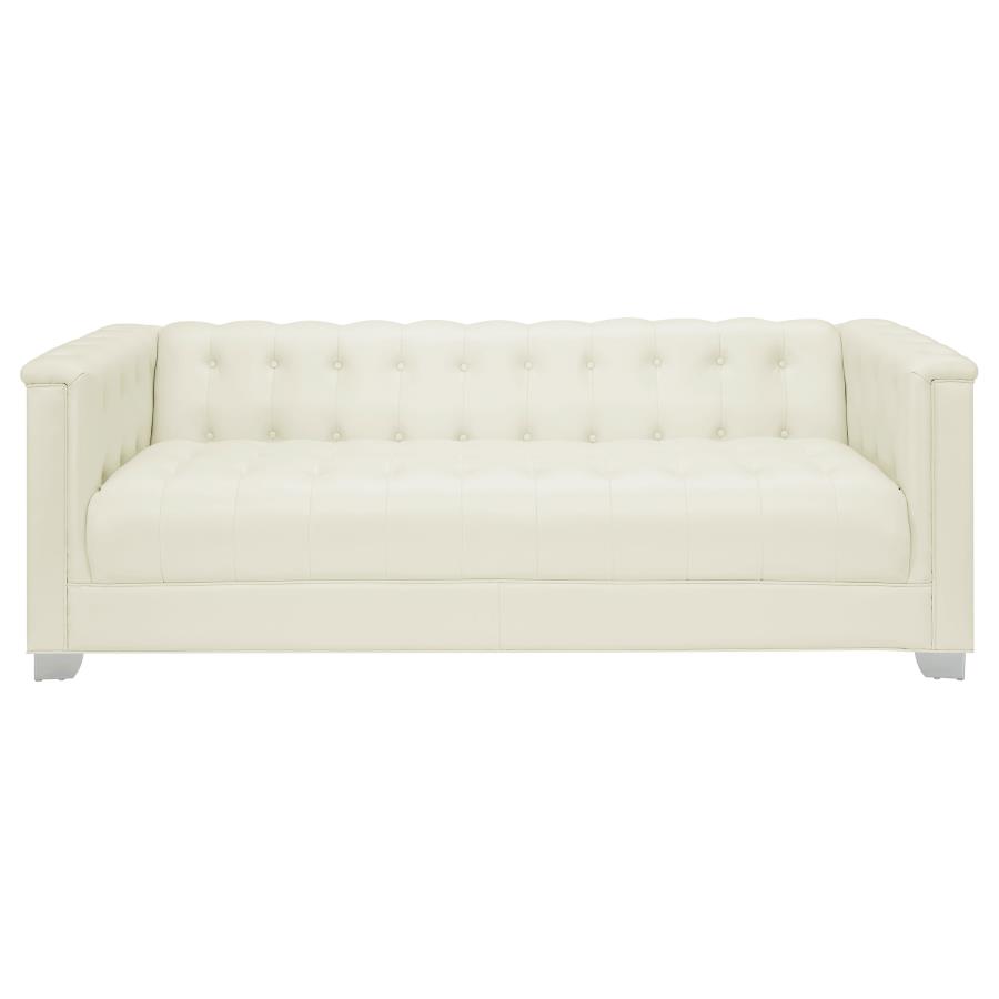 (image for) Chaviano 2-piece Upholstered Track Arm Sofa Set Pearl White