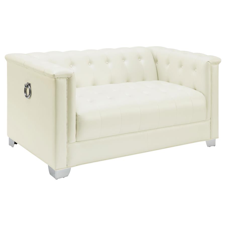 (image for) Chaviano 2-piece Upholstered Track Arm Sofa Set Pearl White