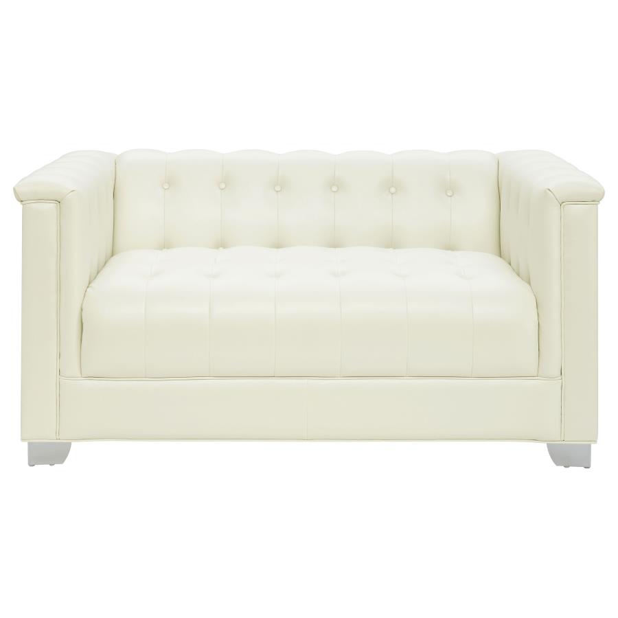 (image for) Chaviano 2-piece Upholstered Track Arm Sofa Set Pearl White