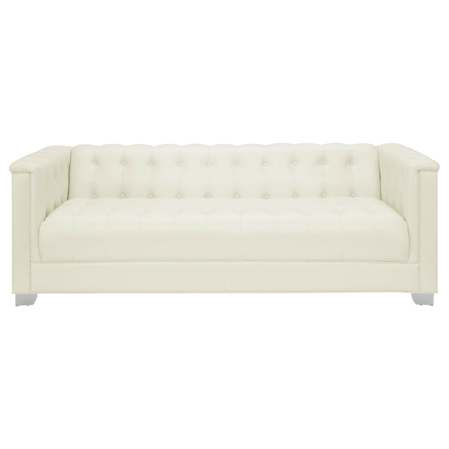 (image for) Chaviano 3-piece Upholstered Track Arm Sofa Set Pearl White