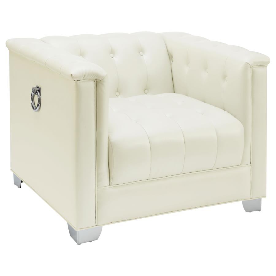 (image for) Chaviano 3-piece Upholstered Track Arm Sofa Set Pearl White