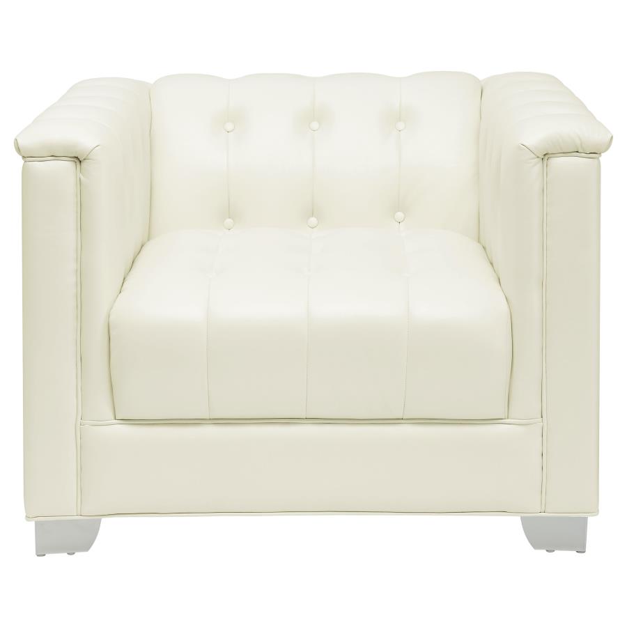 (image for) Chaviano 3-piece Upholstered Track Arm Sofa Set Pearl White