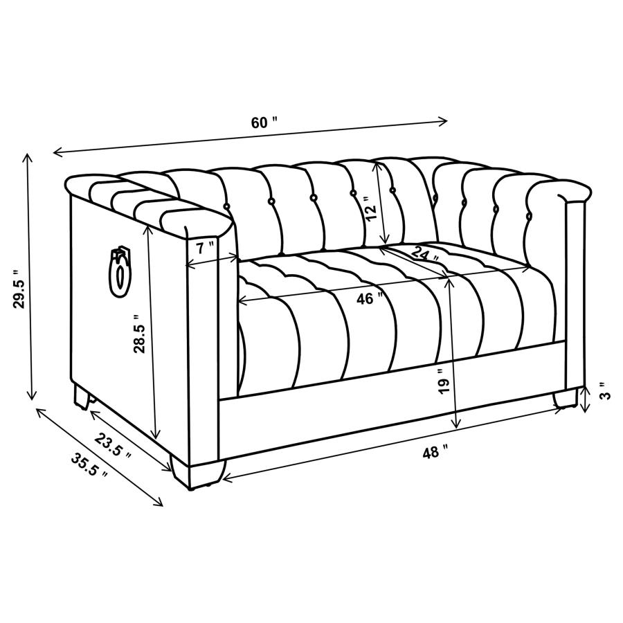 (image for) Chaviano 3-piece Upholstered Track Arm Sofa Set Pearl White