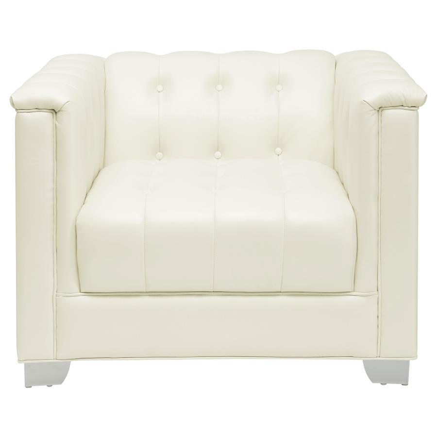 (image for) Chaviano 4-piece Upholstered Track Arm Sofa Set Pearl White