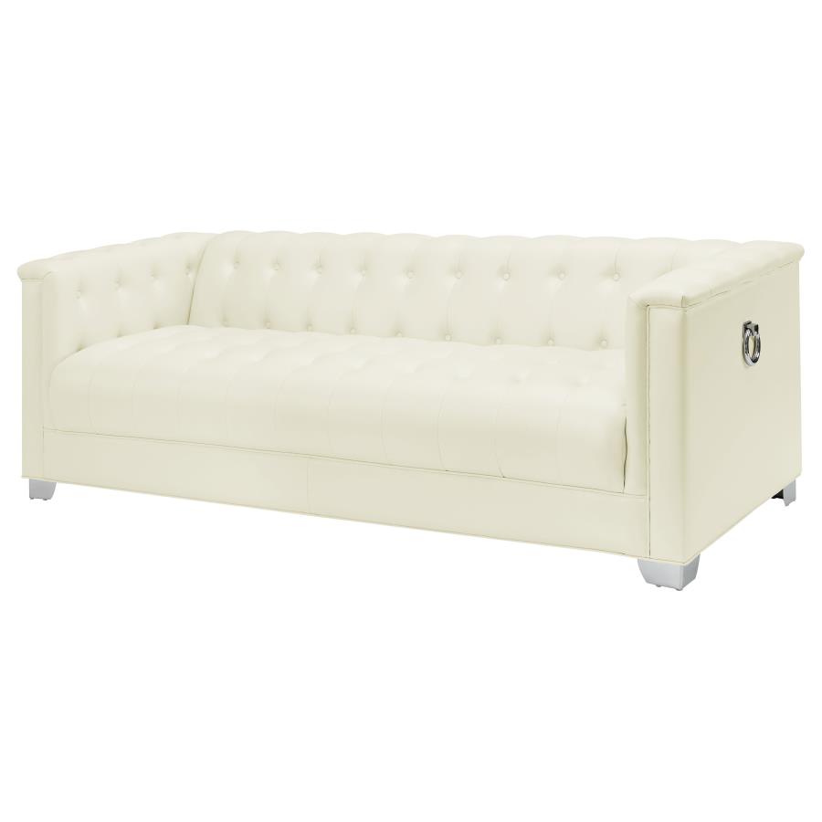 (image for) Chaviano Upholstered Track Arm Sofa Pearl White