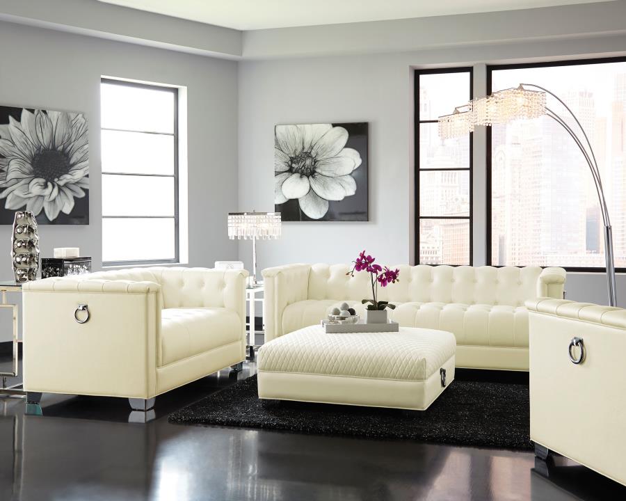 (image for) Chaviano Upholstered Track Arm Sofa Pearl White