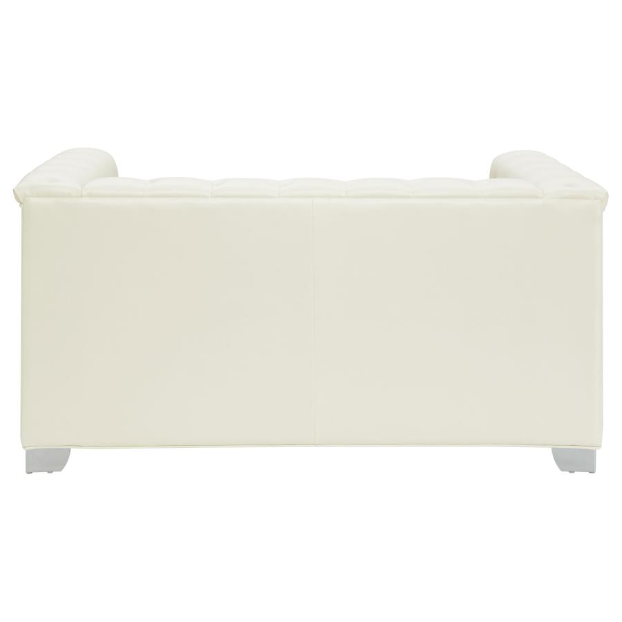 (image for) Chaviano Upholstered Track Arm Loveseat Pearl White