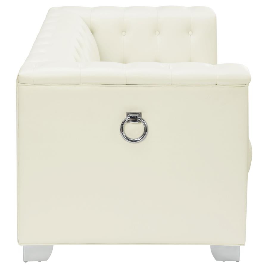 (image for) Chaviano Upholstered Track Arm Loveseat Pearl White