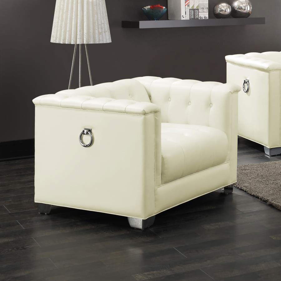 (image for) Chaviano Upholstered Track Arm Accent Chair Pearl White