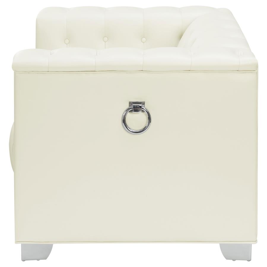 (image for) Chaviano Upholstered Track Arm Accent Chair Pearl White